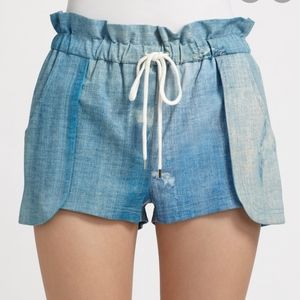 Rebecca Minkoff Blue Denim Print Leather Shorts